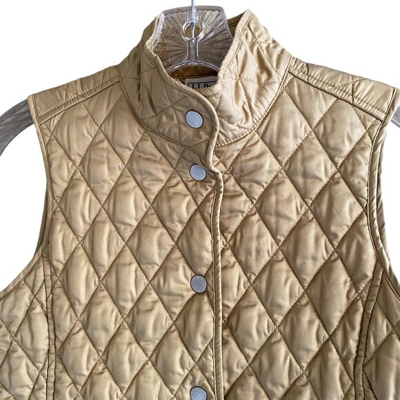Women's L.L. BEAN Quilted Vest Size XS Tan Lined Insulated Snap Front 0 GCY1 - Picture 6 of 8
